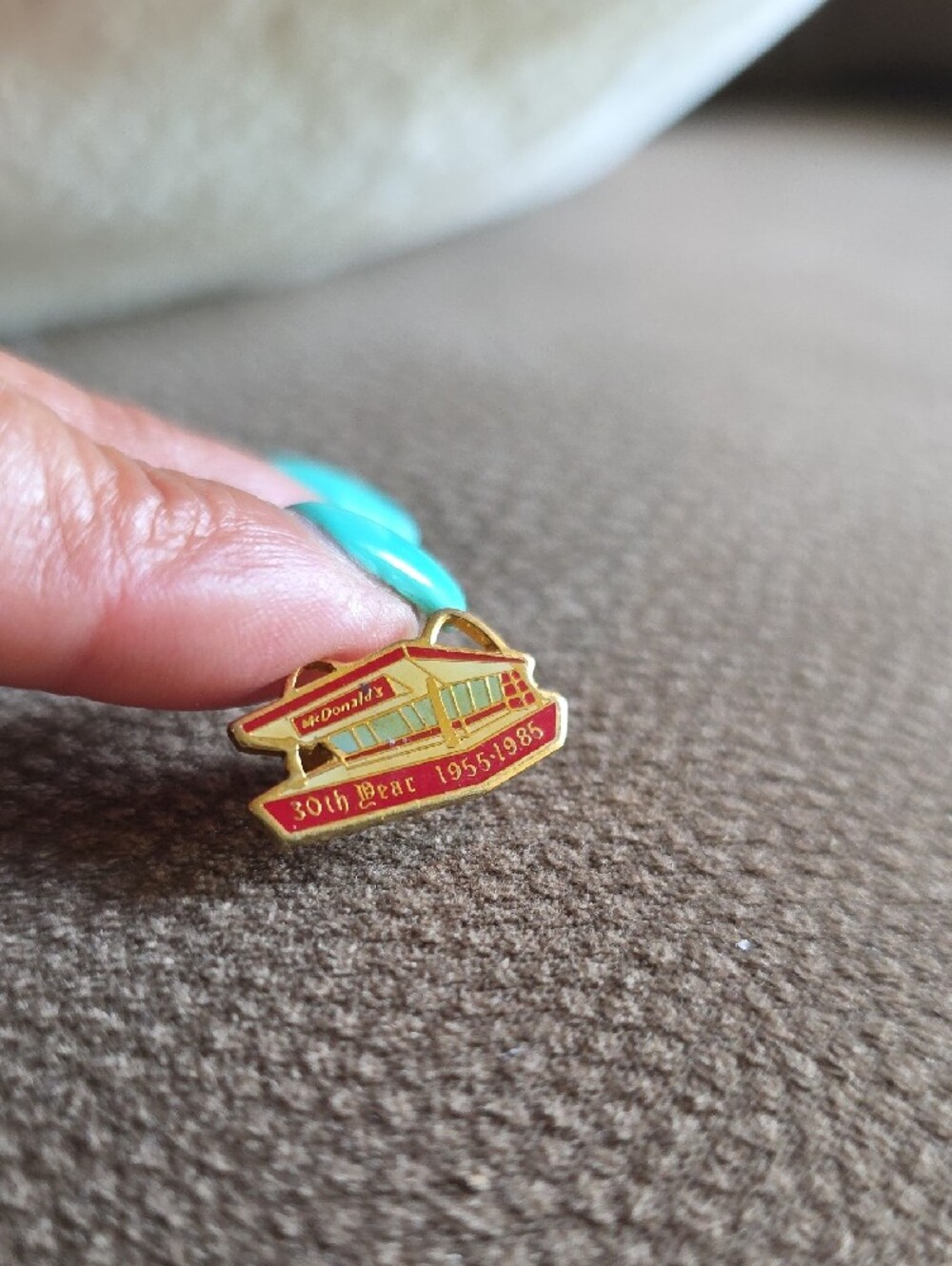 McDonald's Commemorative Gold, Red & Light Blue Enamel Pin 30th Year 1955-1985